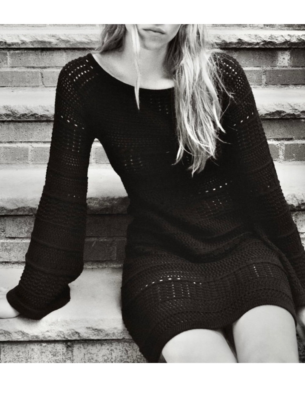 Zara Black Crochet Cover Up Knit Sweater Dress-M